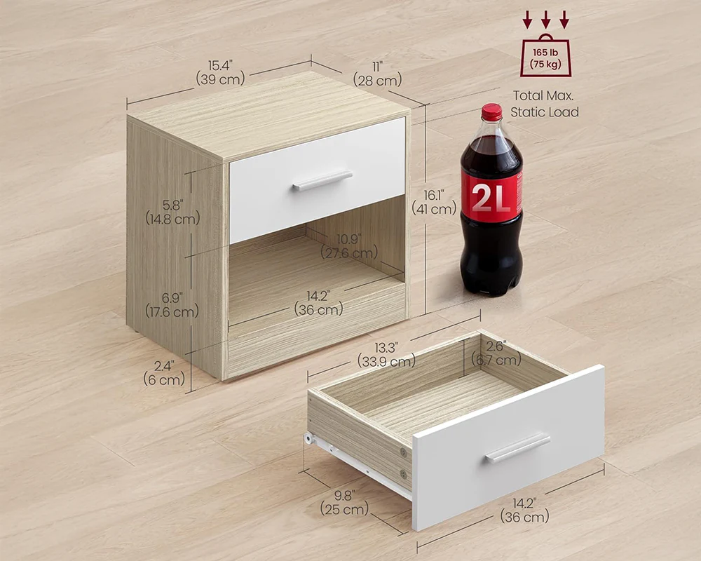 Bedside Table with Drawers - Image 5
