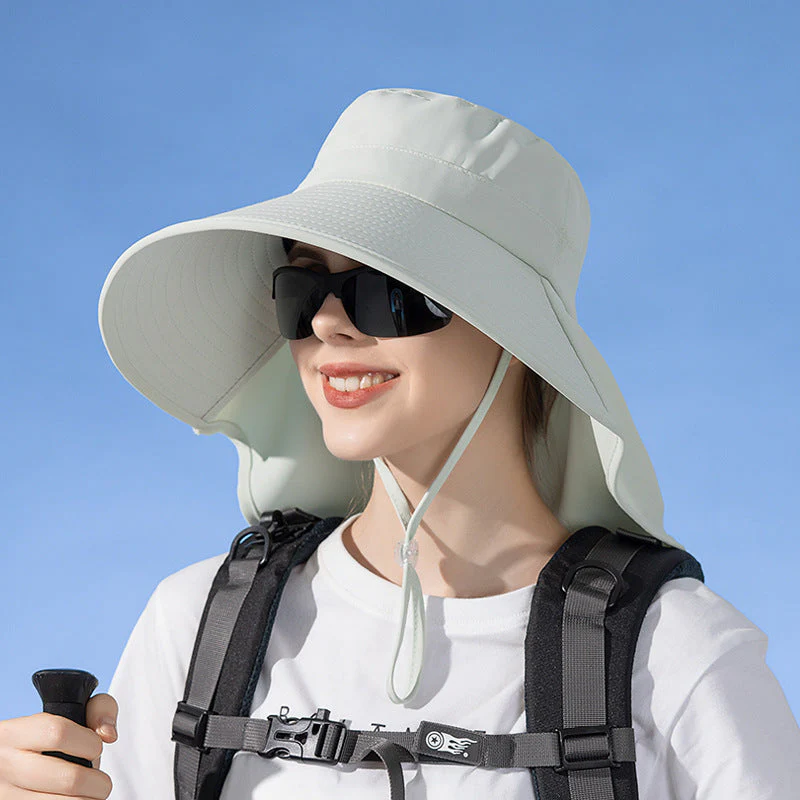 BEIGE Sun Hats Wide Brim Bucket Outdoor Fishing Hiking Cap UV Protection - Image 4