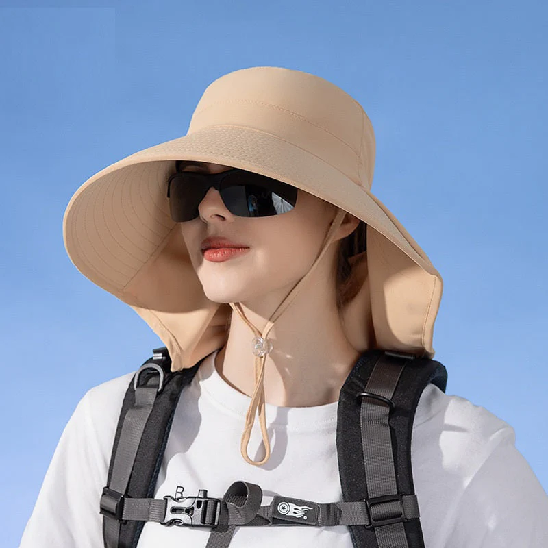 BEIGE Sun Hats Wide Brim Bucket Outdoor Fishing Hiking Cap UV Protection - Image 7