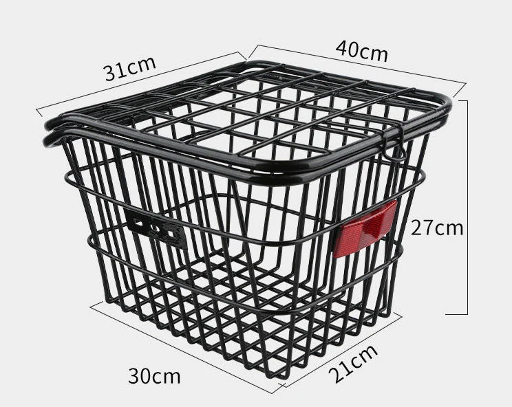 Bicycle Rear Seat Storage Basket Metal Frame with Lid For Cycling - Image 4