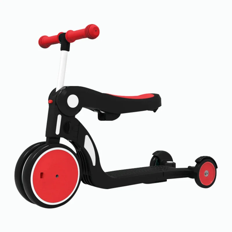 Birthday Gift Red Convertible 3-in-1 Balance Bike, Tricycle & Scooter  for Aged 1-3-6 Years Old - Image 2