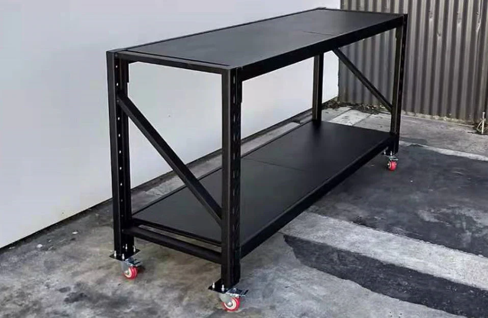 Black Movable WorkBench / 4 Wheels / 101x200x60CM - Image 4