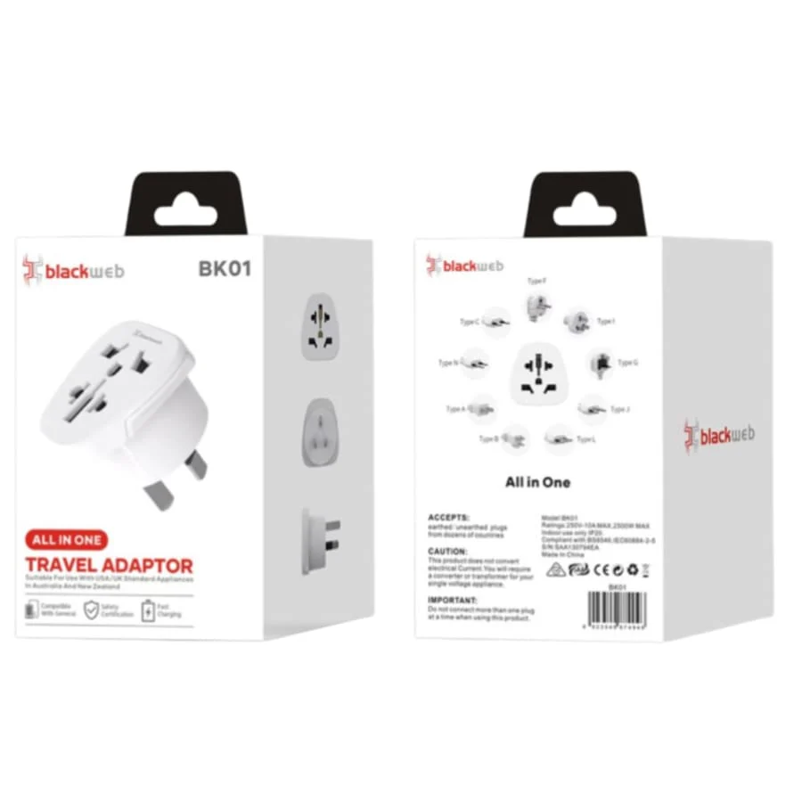 Blackweb All In One Travel Adapter BK01 Wall Plug (USA & UK to NZ & AUS) - Image 7