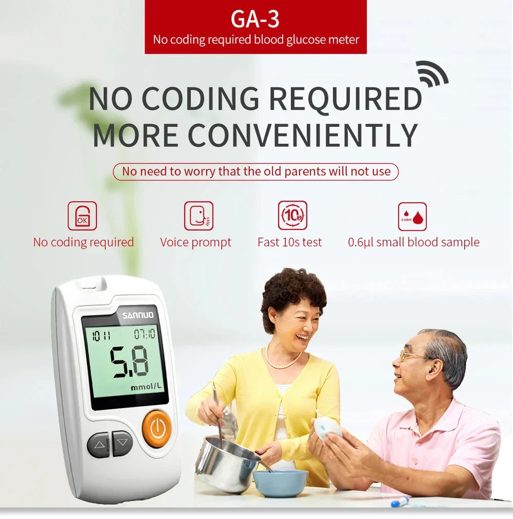 Sinocare GA-3 Blood Glucose Meter Blood Sugar Monitor - Image 7