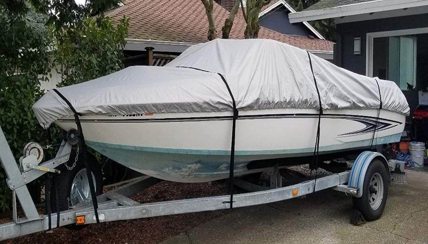 Boat Cover Heavy Duty – 600D Trailerable Boat Cover Silver 16–18ft V-Hull - Image 4