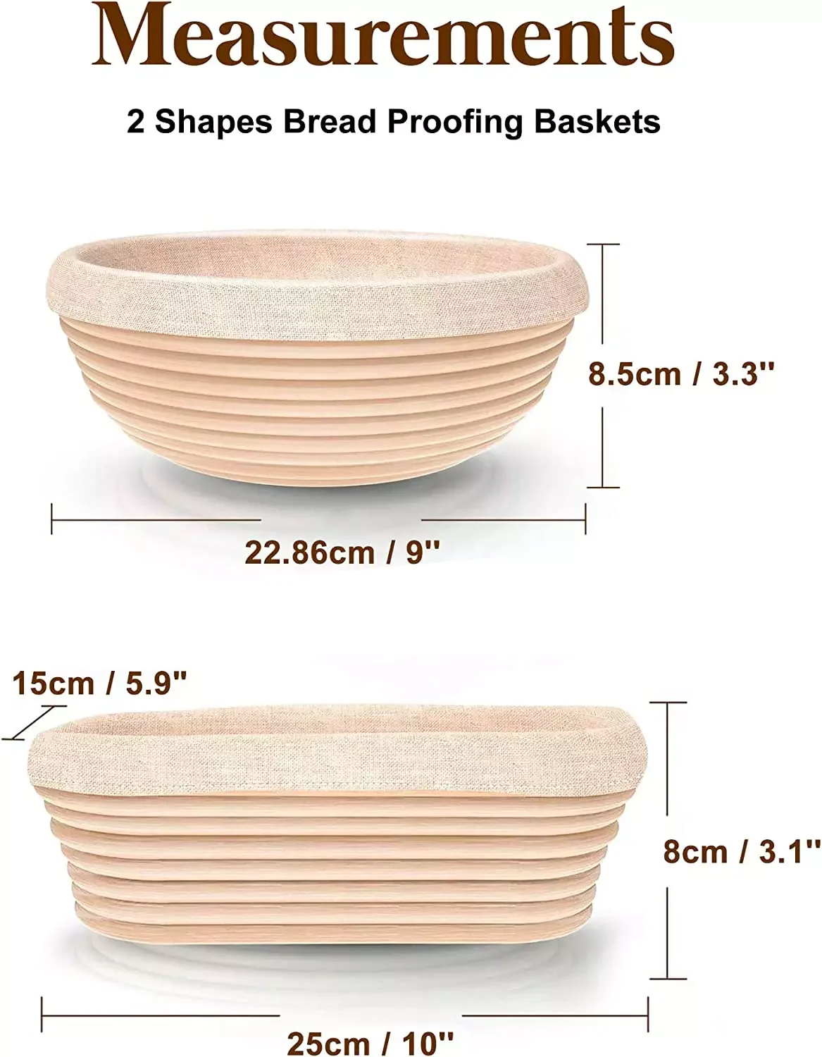 Bread Proofing Basket Set, Banneton Bowl - Image 3