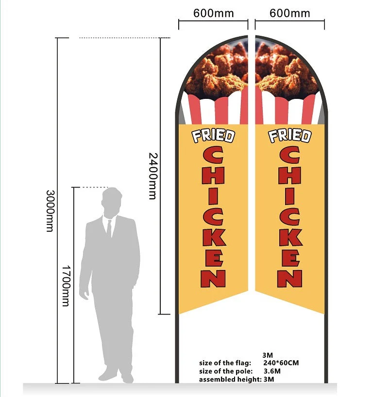 BURGER Pre-print Double Sided Feather Banner Flag Business Commersial - Image 5