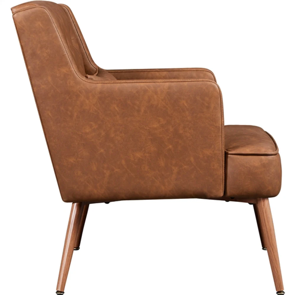 Button-Tufted PU Leather Accent Armchair - Image 4