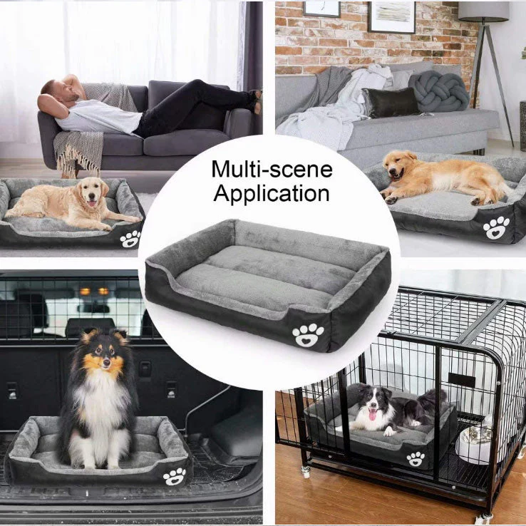 Calming Dog Bed Warming Washable Oxford with Soft Cotton and Coral Fleece - Image 2