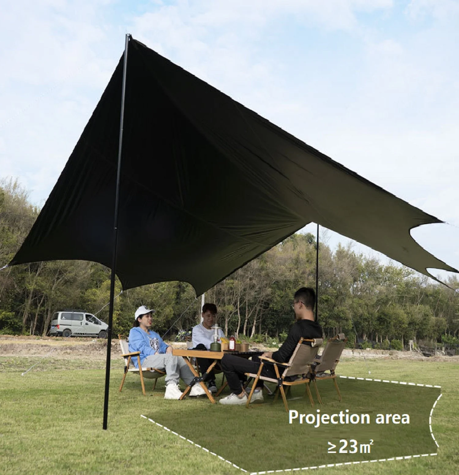 Camping Black-Glue Coating Canopy – Portable Beach & Outdoor Sun Shelter - Image 4
