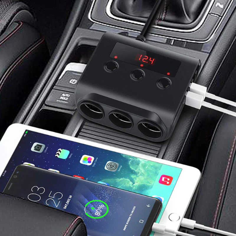 Car Cigarette Lighter Adapter 12V/24V 3-Sockets Vehicles Lighter with 4 USB - Image 9