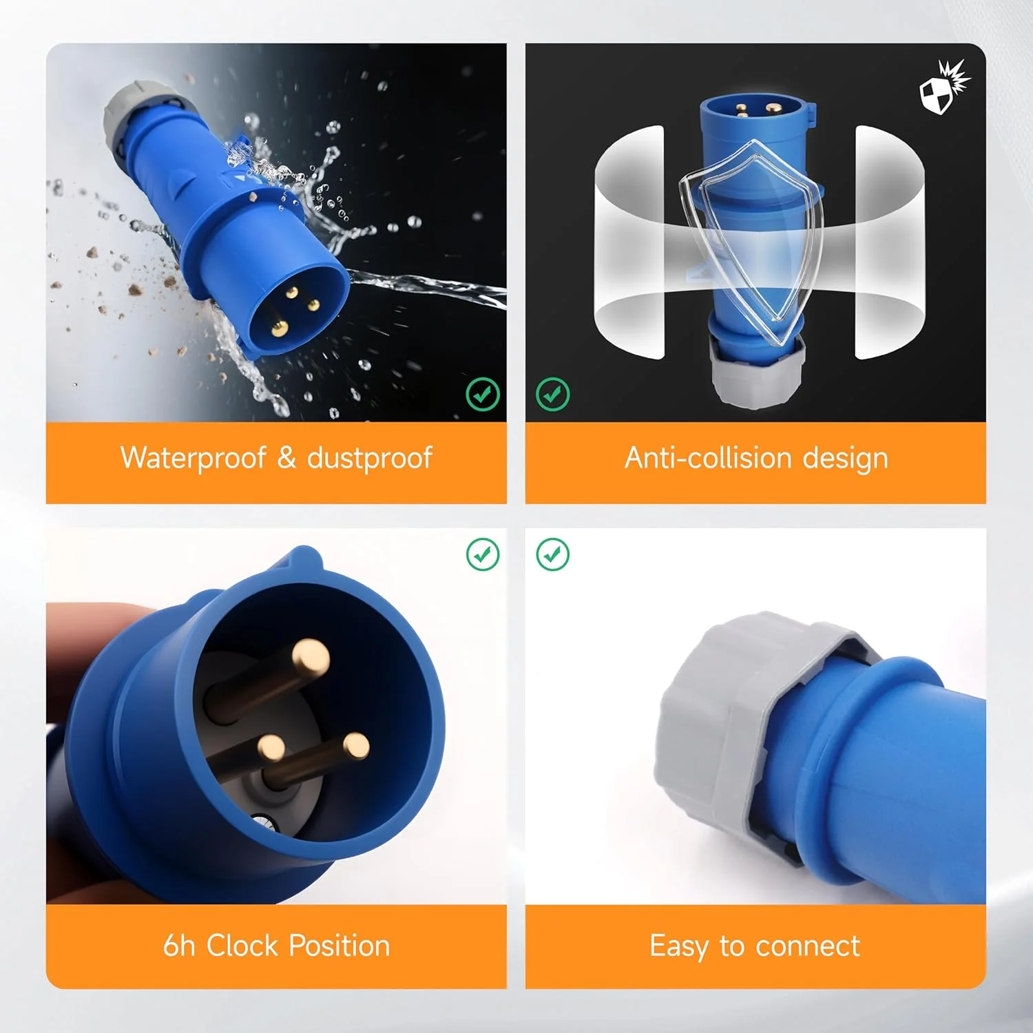 Caravan Lead Connector Male 16A Blue IP67 - Image 4