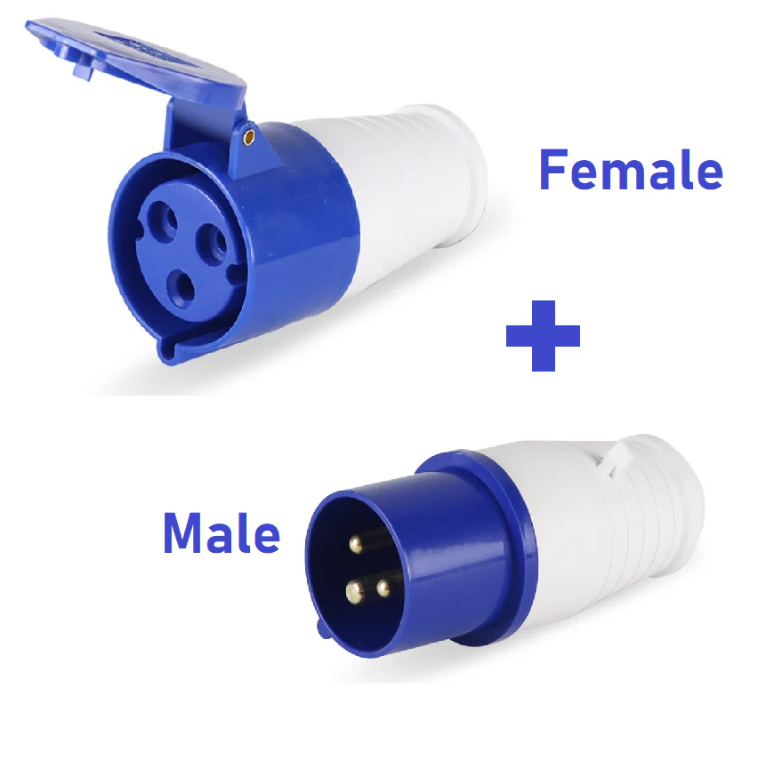 Caravan lead connector plug 16A IP44 Male + Female - Image 3