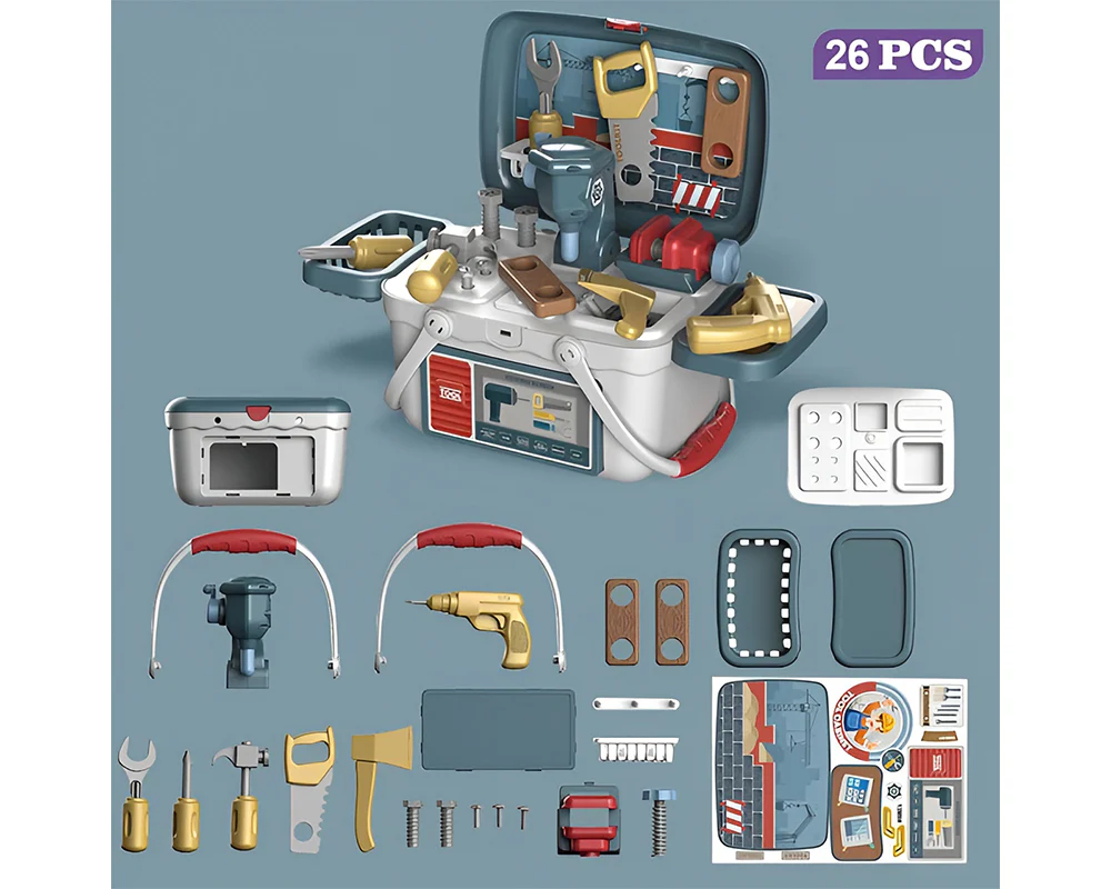 Carpenter Toy Tool Set 26pcs Carpenter Toy Tool Set with Mini Workbench for Kids - Image 2