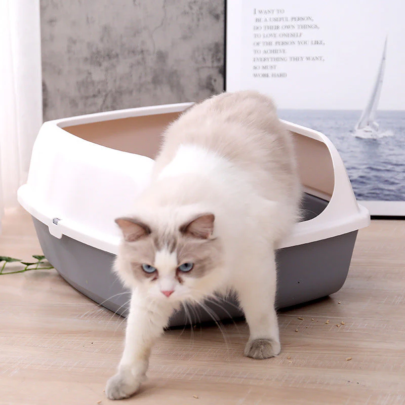 Cat Kitty Litter Tray with Scoop - Grey - L 56×42×24cm - Image 3