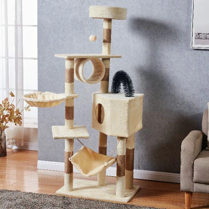 Cat Tree Scratching Post with Mouse 150CM - Beige