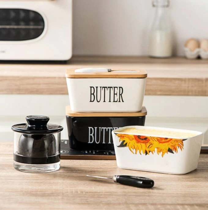 Ceramic Butter Dish Fridge Butter Holder with Lid and Spatula - Image 4