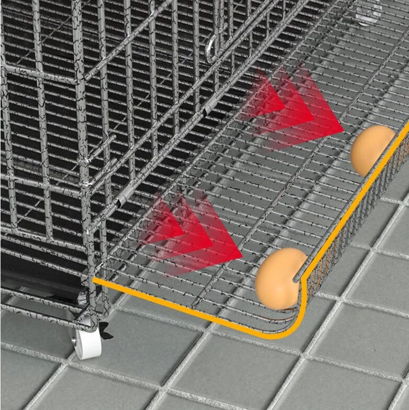 Chicken Coop 120CM Durable Collapsible Metal Cage Egg Tray with Wheels &amp; Cover - Image 2