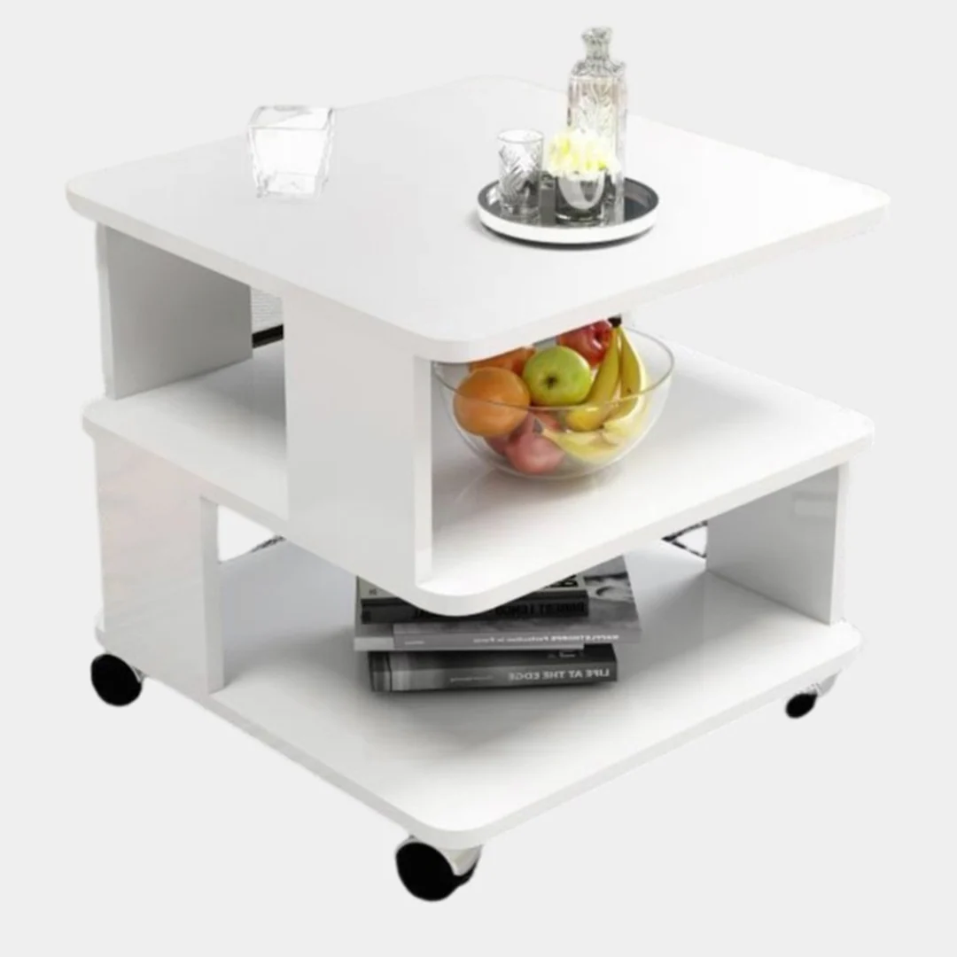 Coffee Table Side Table with Wheels - Image 2