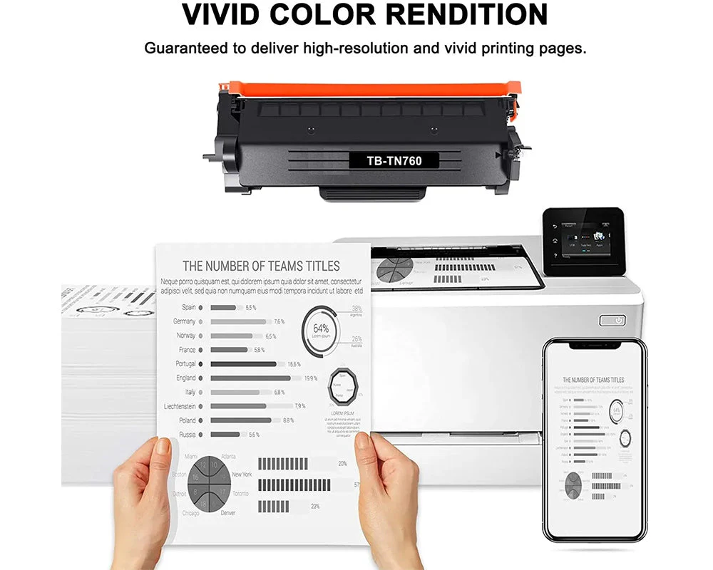 Compatible Brother TN760 TN-760 TN-730 MFC-L2710DW HL-L2395DW MFC-L2750DW DCP-L2550DW L2370DW L2390DW Cartridge Black - Image 6