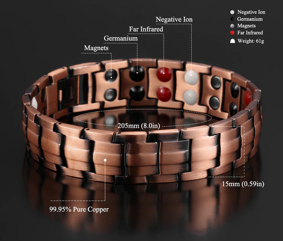Copper  Double Row Bio Elements Energy Germanium Bracelet - Image 8