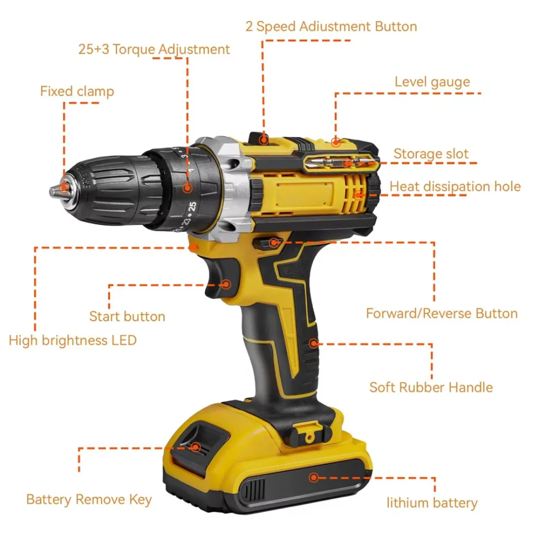 Cordless Impact Electric Drill Driver with Battery - Image 3