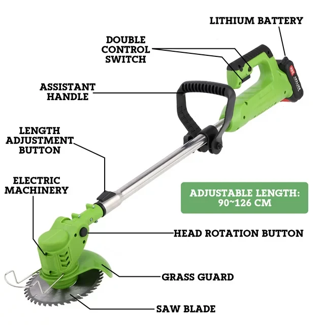 Cordless Push Weed Eater and Grass Trimmer Lawn Mower - Image 10