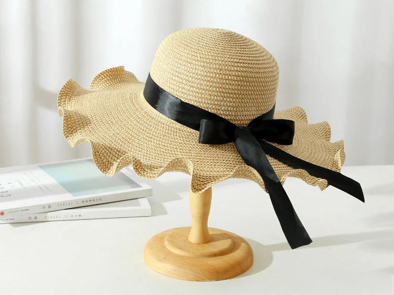 Dark Brown - Women Lady Sun Straw Hat Wide Brim Floppy Derby Summer Beach Cap - Image 4