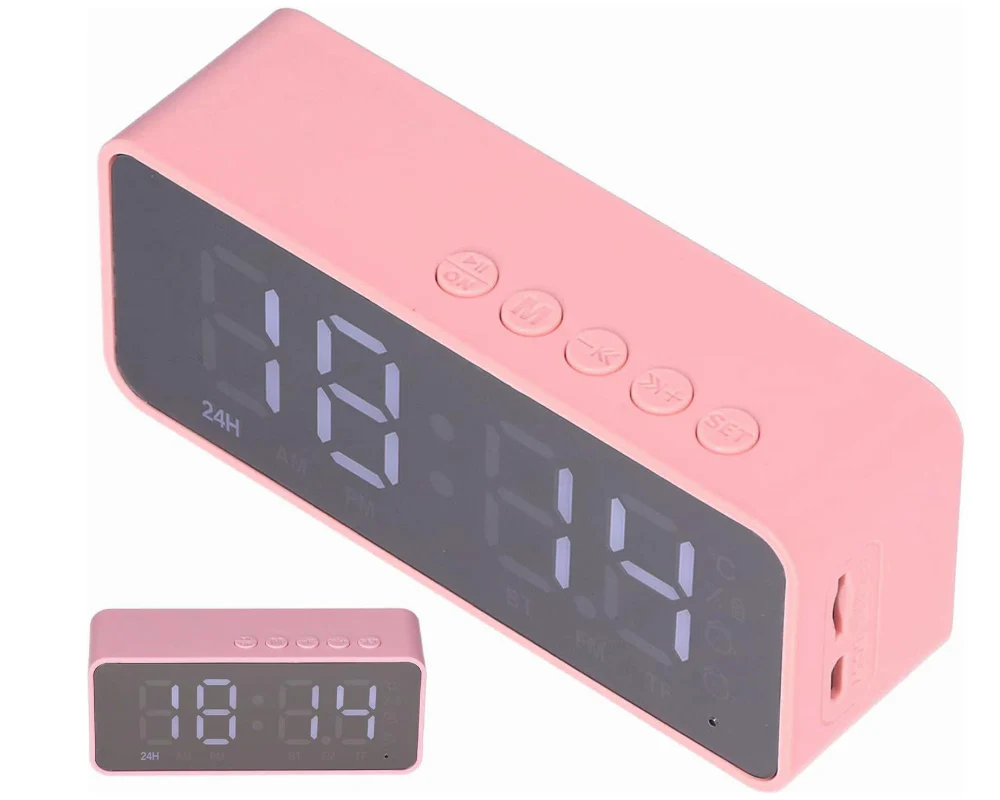 Digital Smart Alarm Clock With Bluetooth Speaker (Pink) - Image 2