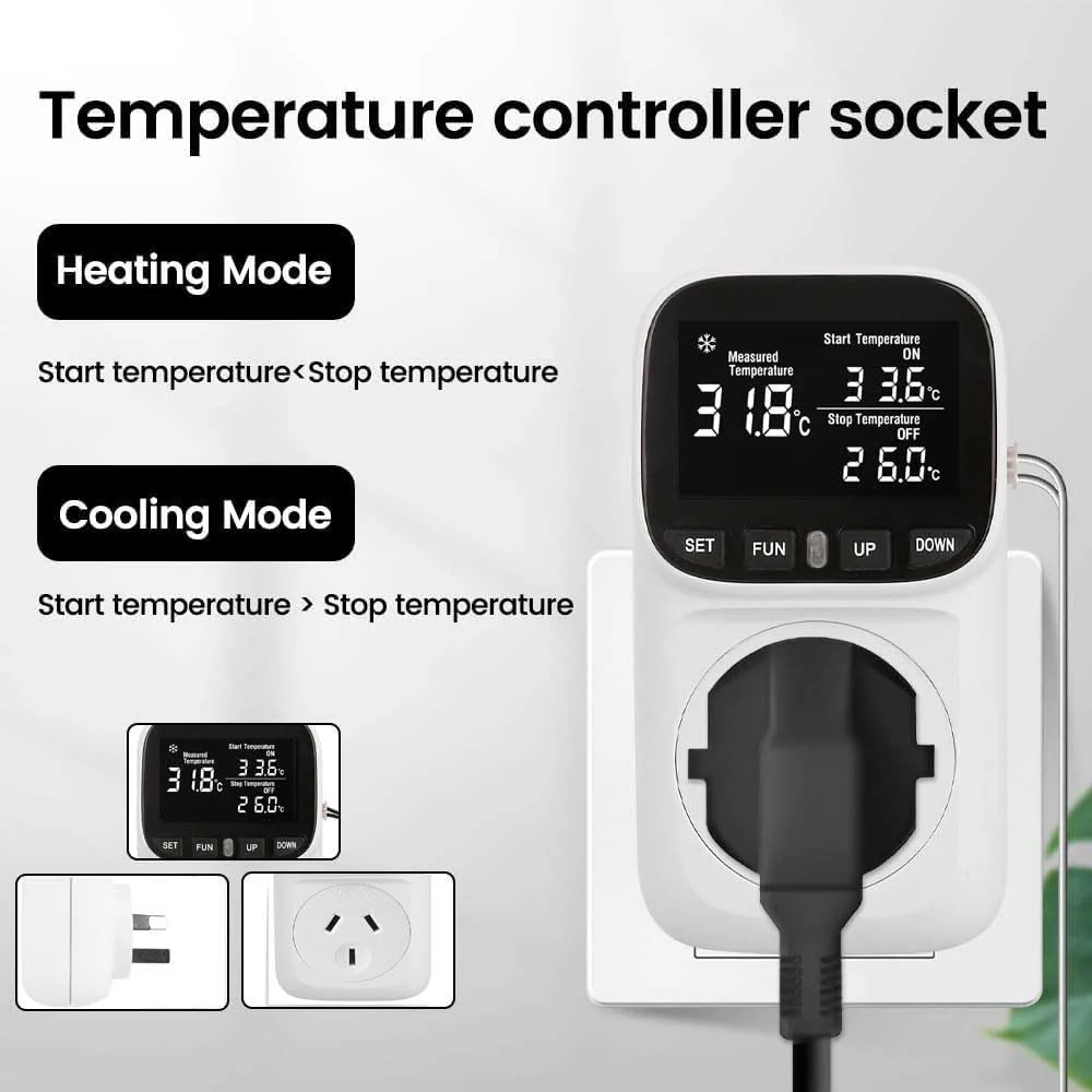 Digital Thermostat Electric Temperature Controller Sensor Socket Timer - Image 15