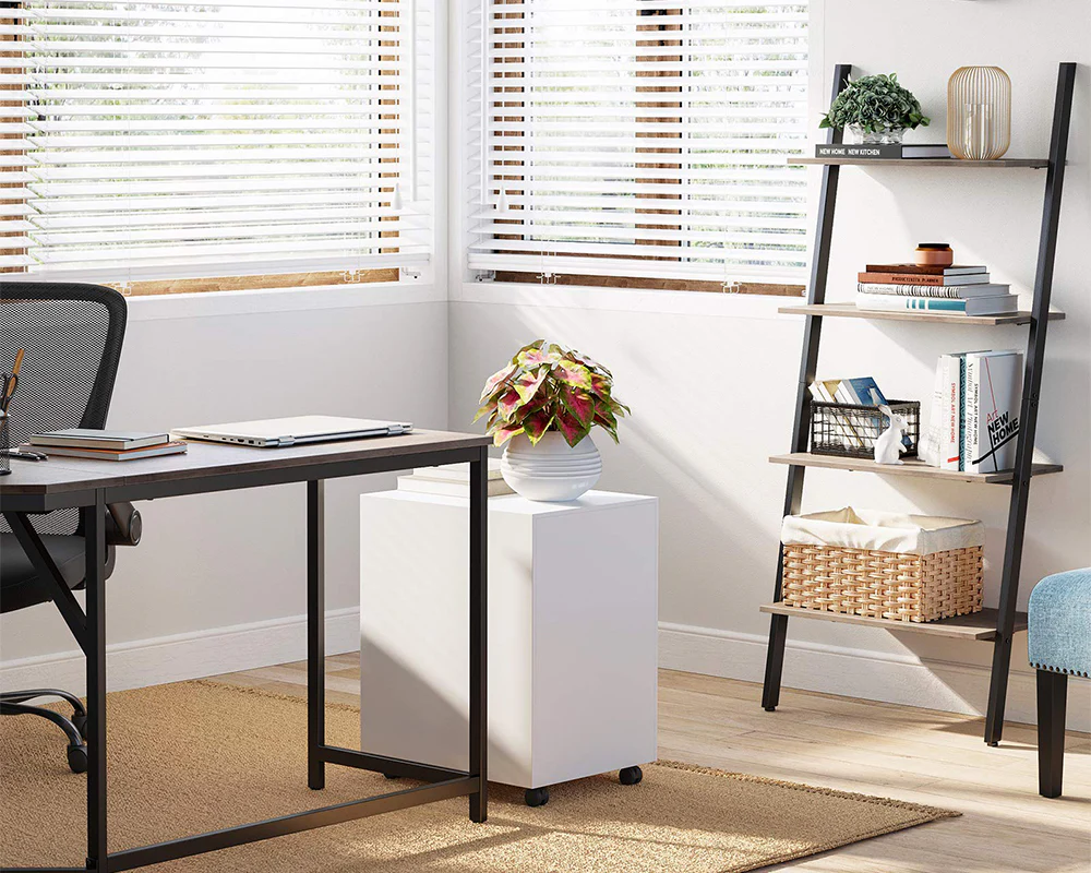 Leaning Wall Bookcase Rustic Brown Wood Plant Stand - Image 6