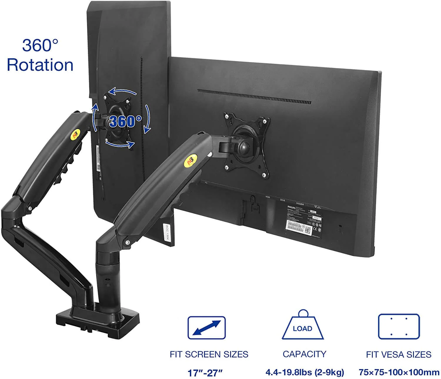 Dual Arm Monitor Stand Bracket Mount - Image 2