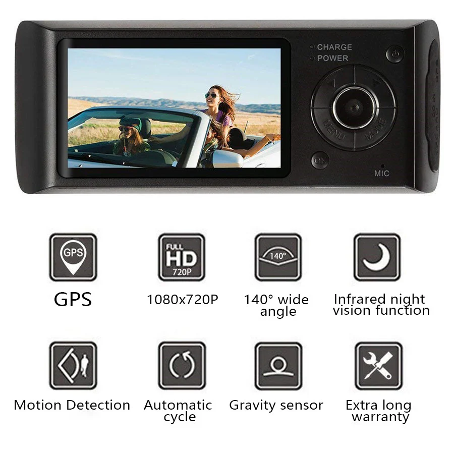 Dual Car Dash Camera with GPS - Front and Rear - Image 4