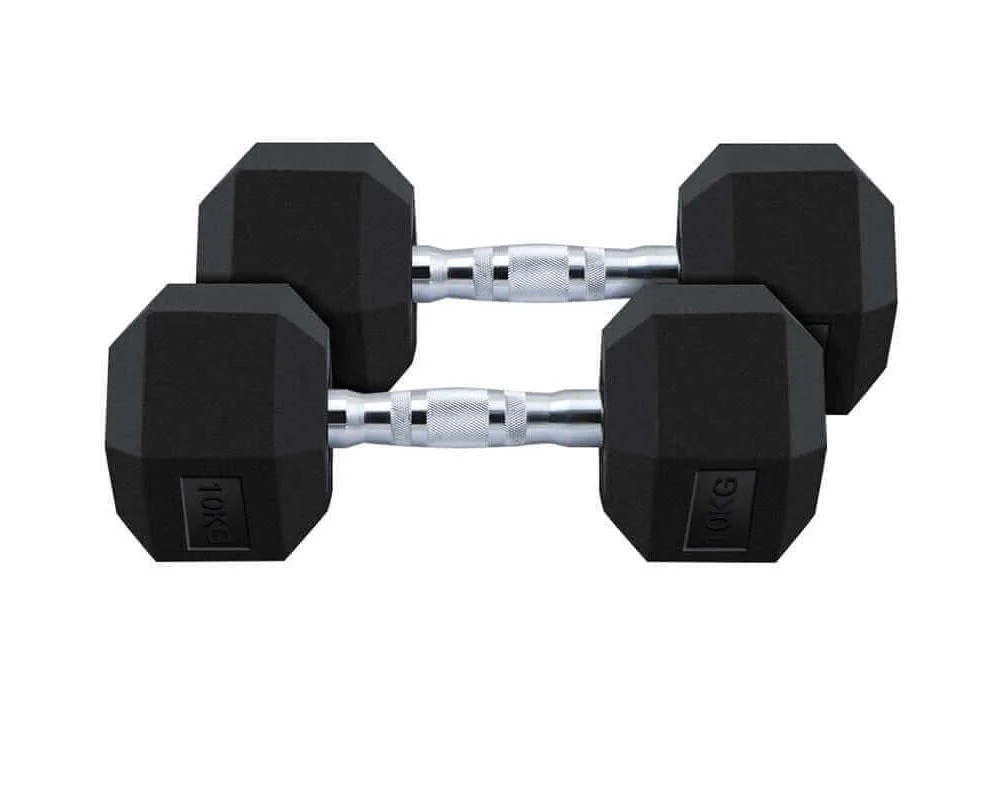 Dumbbells Set 2X 10kg hex weights - Image 5