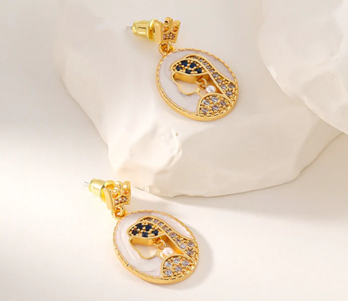 Earrings Embossed with Gold Colour Coin Earrings with Crystal and Pearls - Image 3