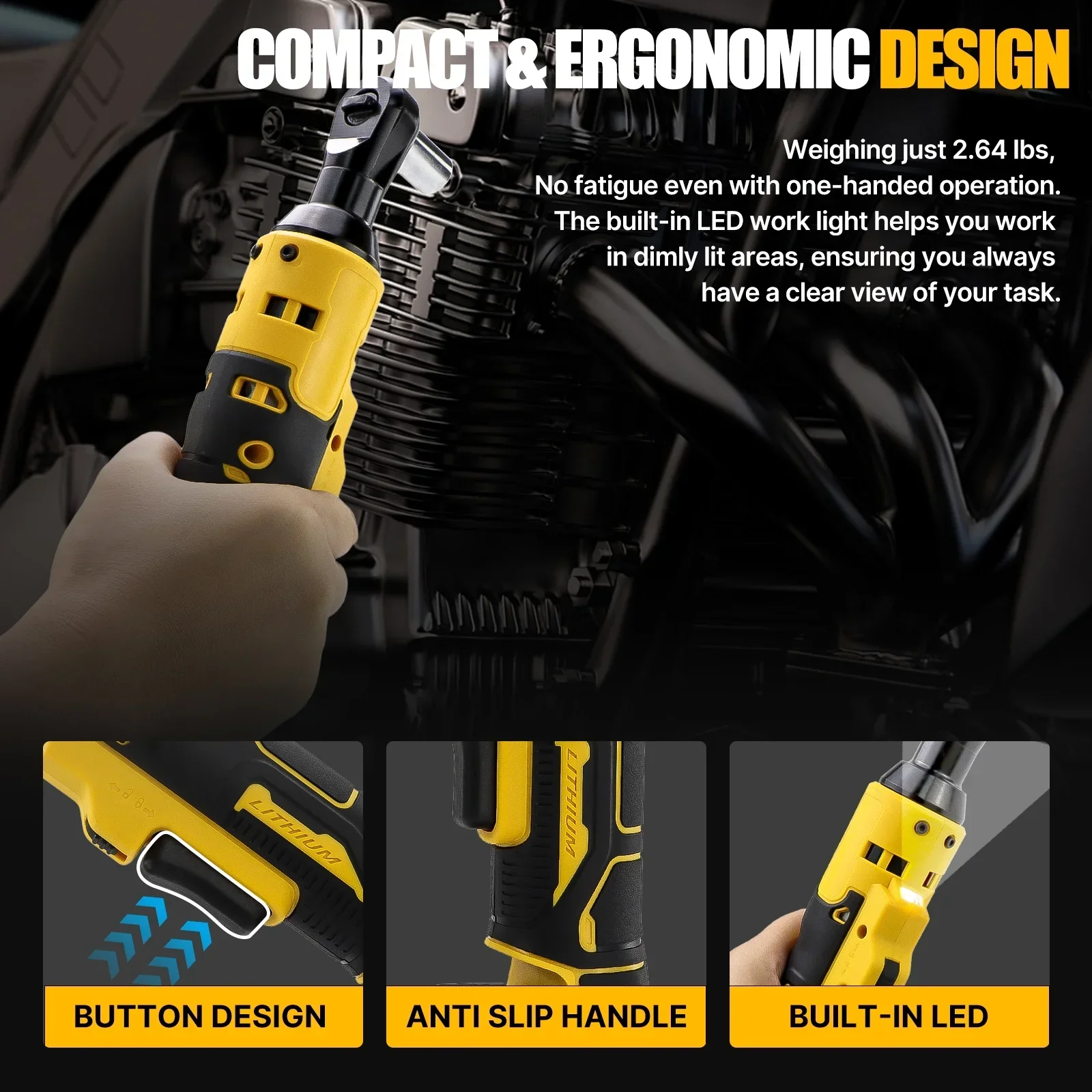 Electric Impact Wrench 3/8'' Angle Ratchet Wrench - Image 7