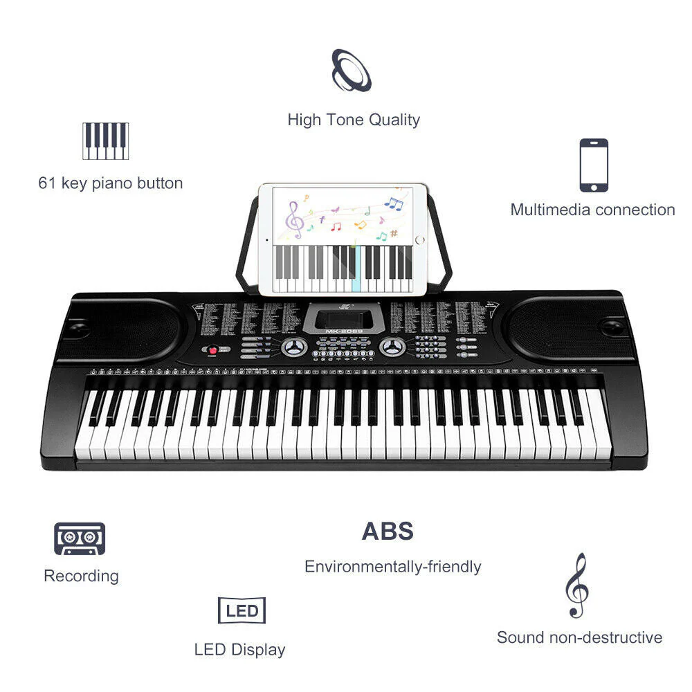 Electronic Piano Keyboard Piano with Stand Headphone and Stool - Image 3