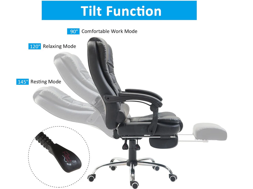 Ergonomic Gaming Office Chair – Adjustable PU Leather Computer Chair, Black - Image 8