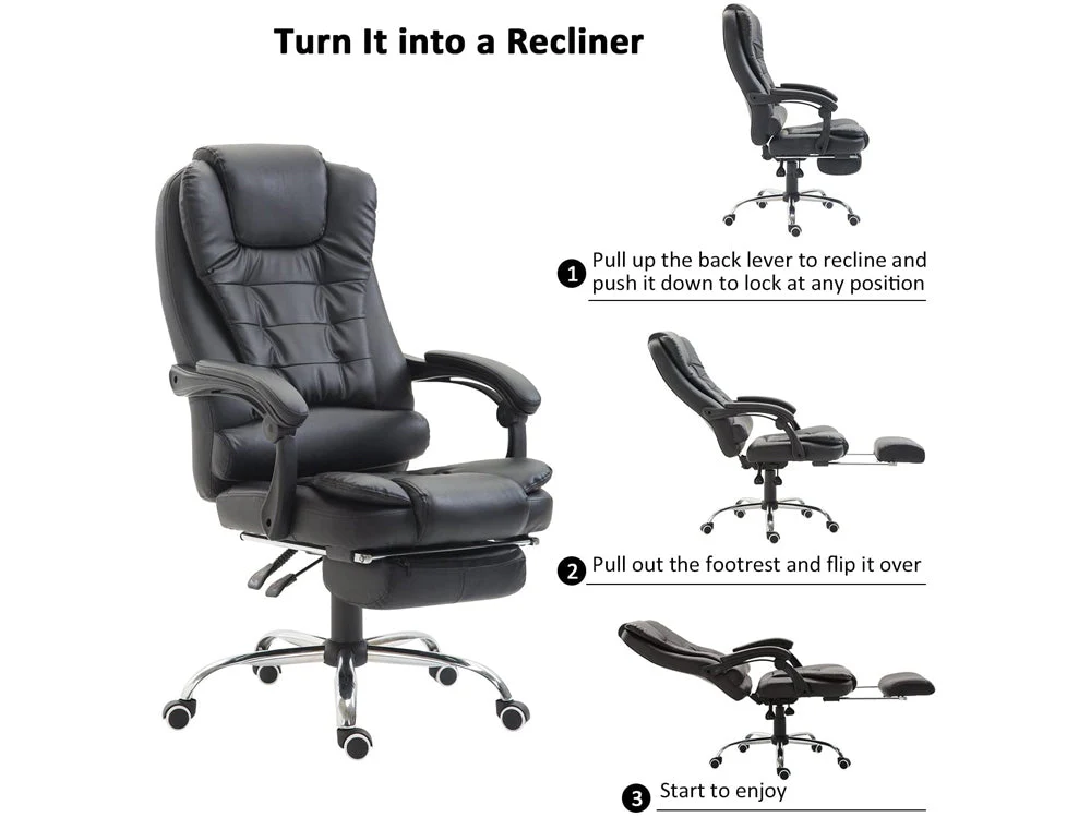 Ergonomic Gaming Office Chair – Adjustable PU Leather Computer Chair, Black - Image 9