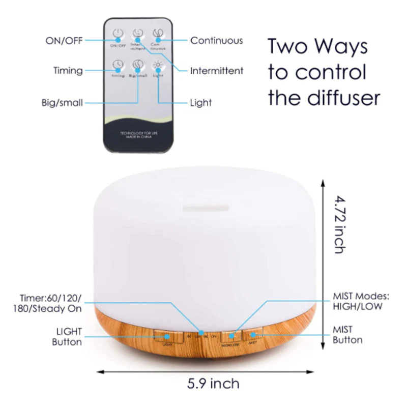 Essential Oil Diffuser 500ml Remote Control Diffusers with 10ml Essential Oil - Image 2