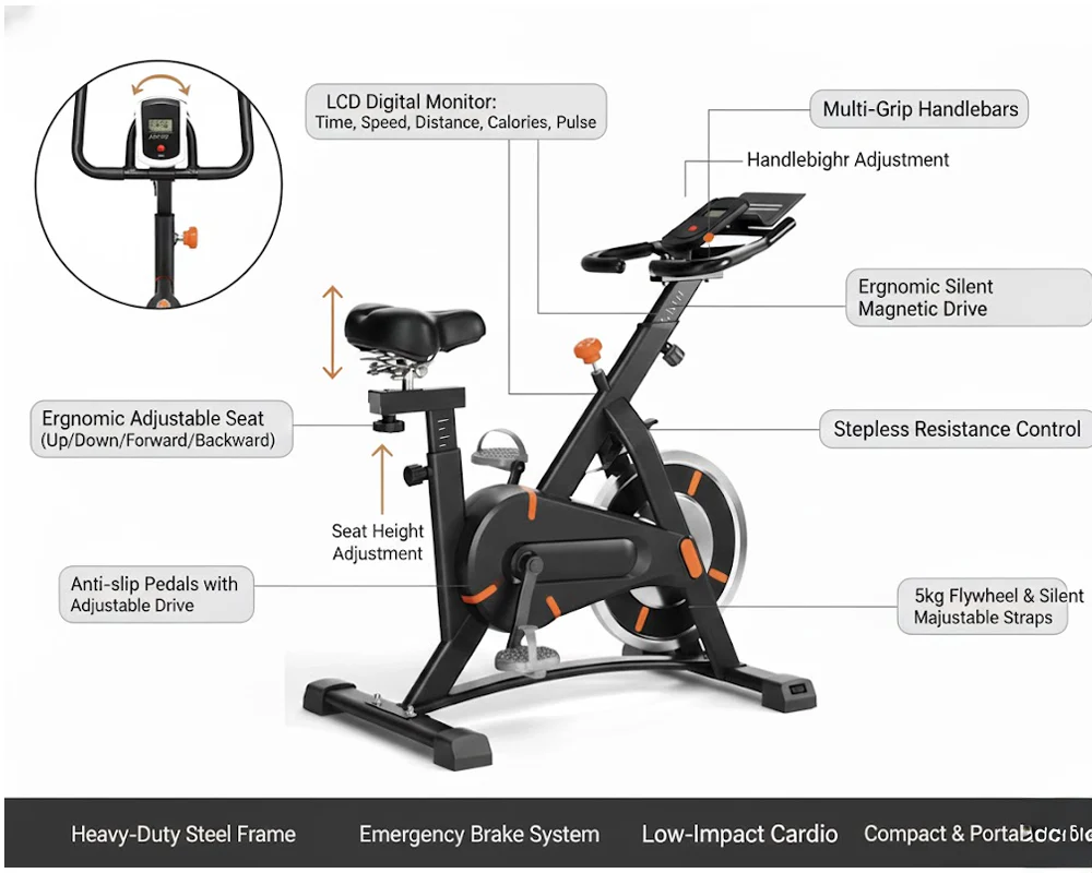 Indoor Fitness Bike 5kg Flywheel - Image 4