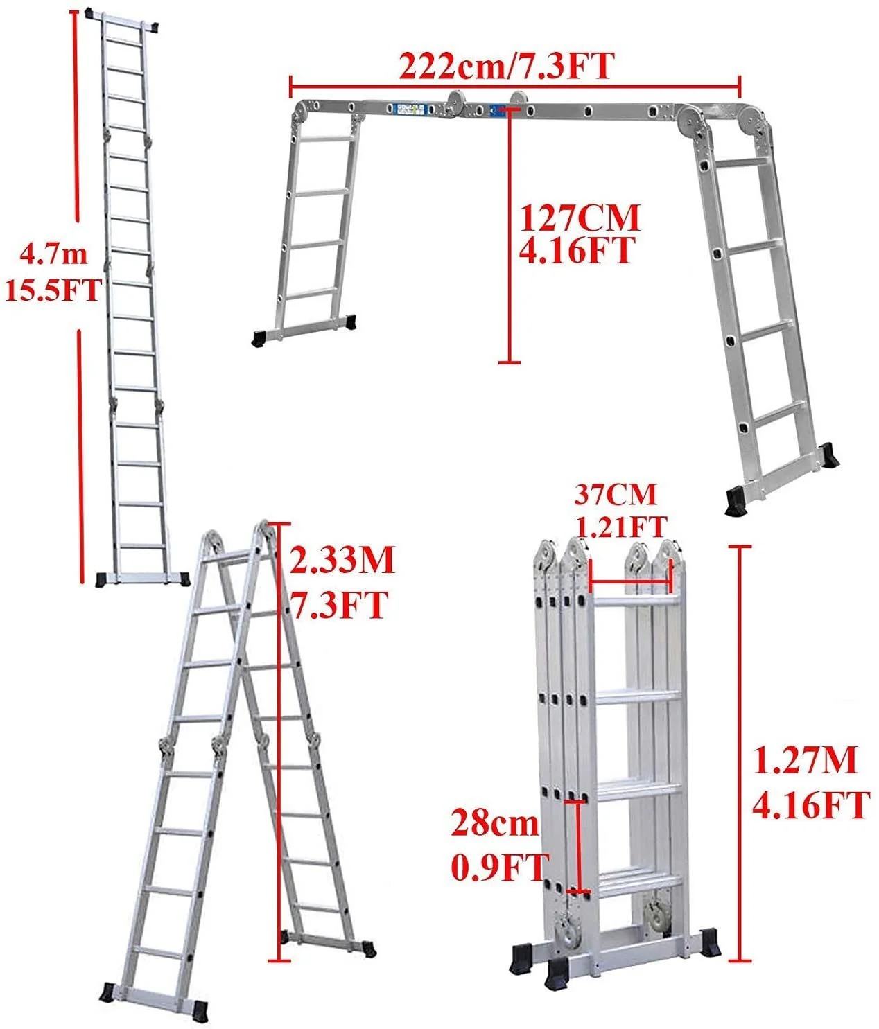 Extension Ladder, Multifunction Ladder 4.7M - Image 10