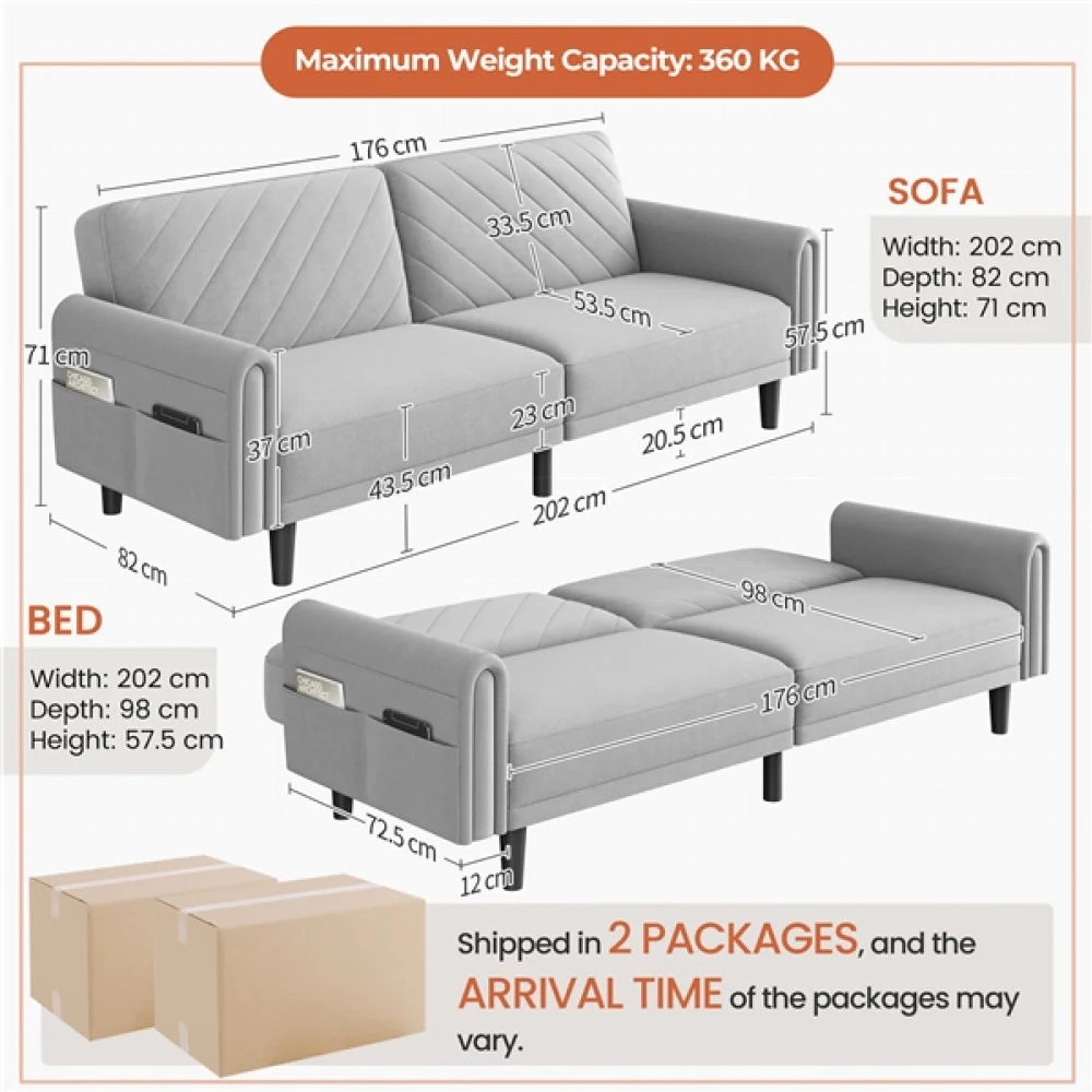 Fabric 3-Seater Sofa Bed - Image 6