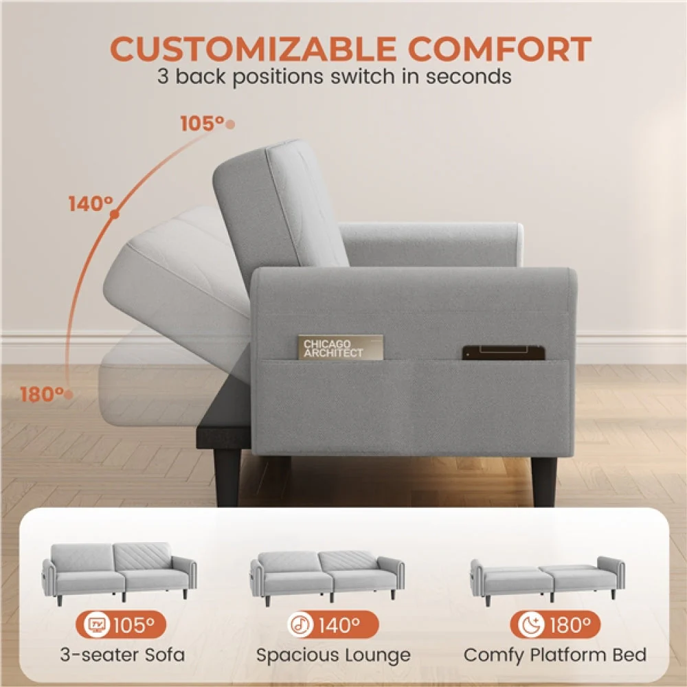Fabric 3-Seater Sofa Bed - Image 7