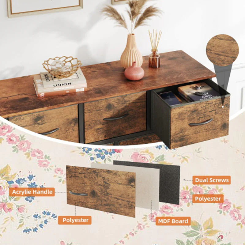 Fabric Dresser for Bedroom with 9 Drawers, Tall 4-Tier Storage Tower for Closet - Image 5