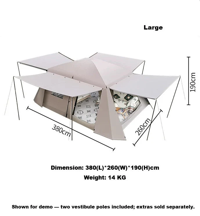 Family Tent Double Layers Waterproof Tent Manual pole setup PU3000+ - Image 11