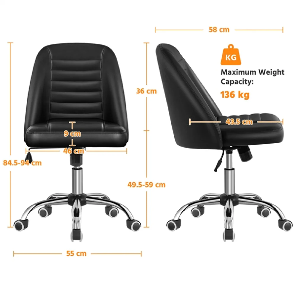 Faux Leather Mid Back Home Office Desk Chair - Image 7