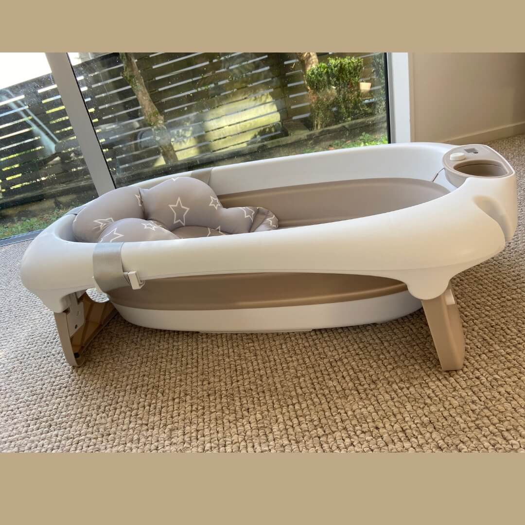 Foldable Baby Bath Tub & Soft Drying Bath Seat -Grey - Image 5