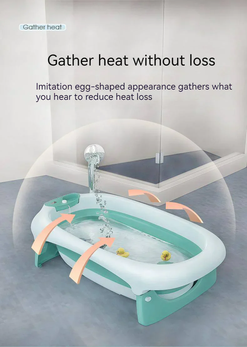 Foldable Bath Tub for Newborn, Baby & Kids With Thermometer-Grey - Image 12