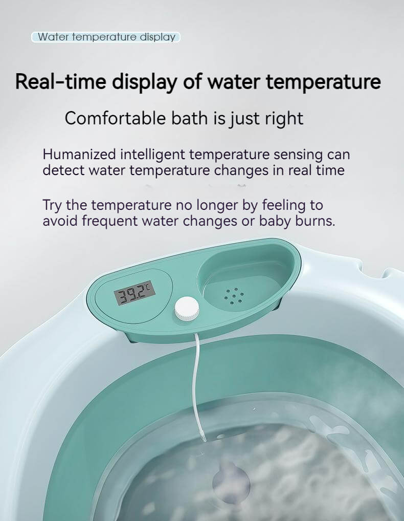 Foldable Bath Tub for Newborn, Baby & Kids With Thermometer-Grey - Image 5